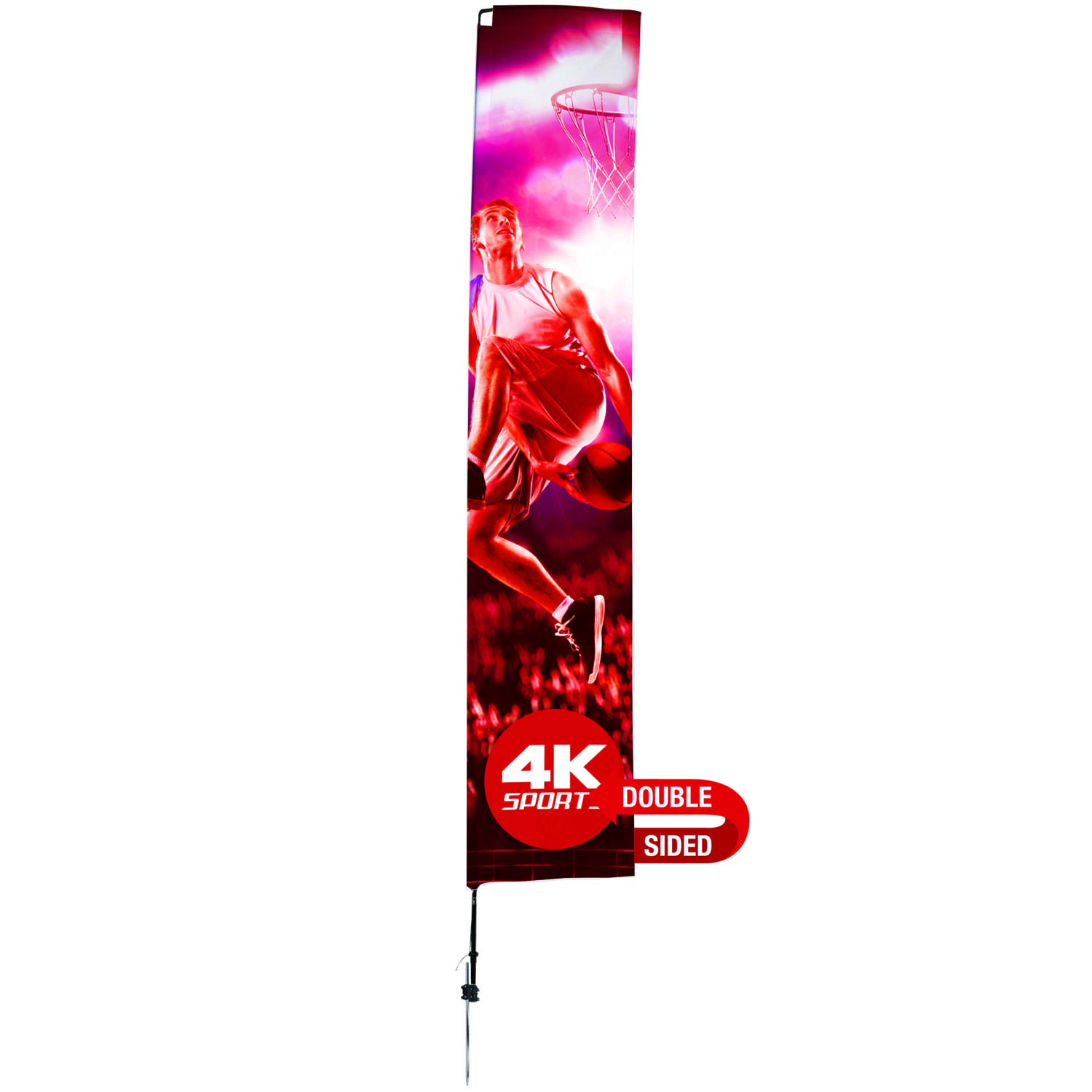14.5' Streamline Rectangle Sail Sign Kit (Double-Sided with Ground Spike & Ground Anchor)
